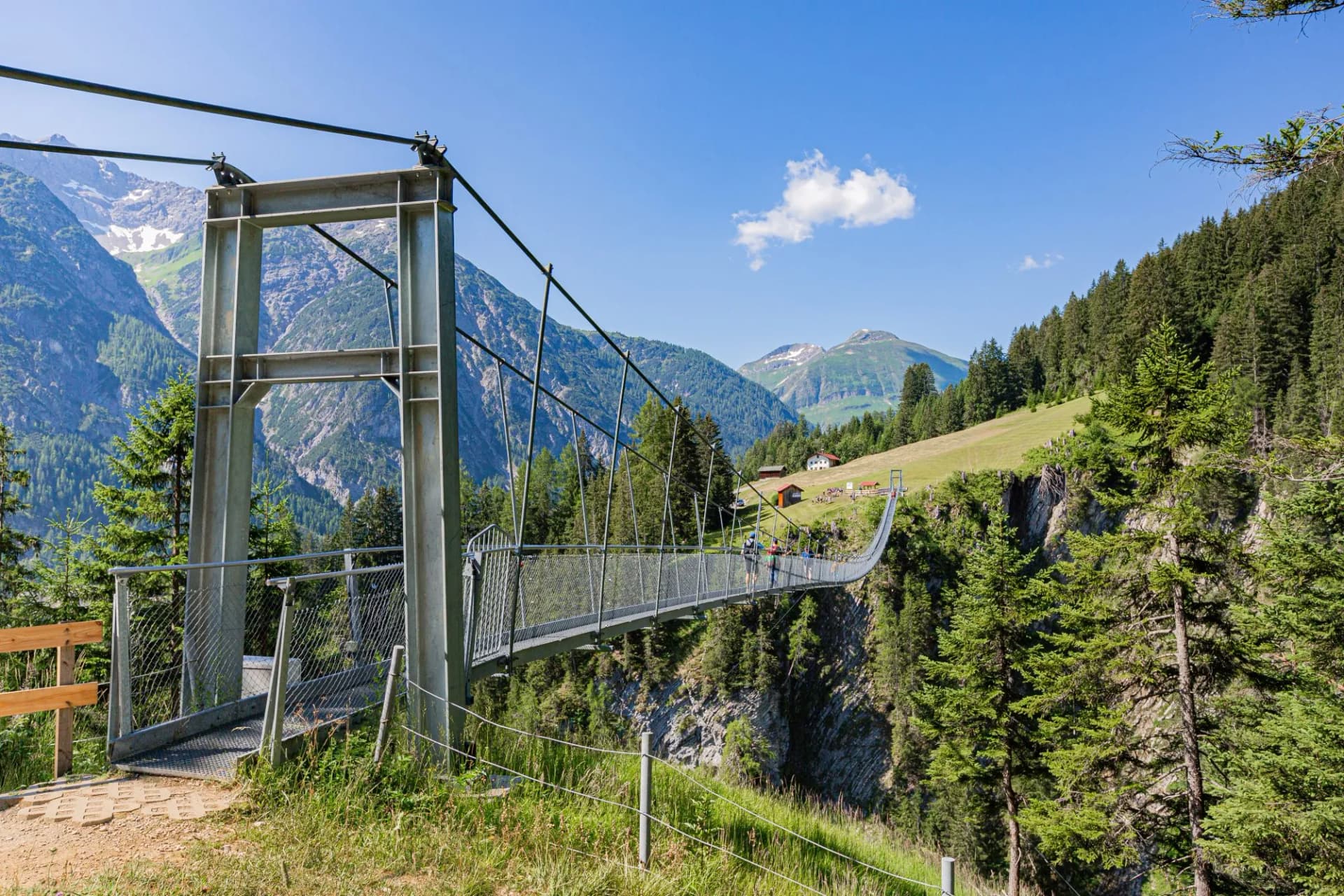 suspension bridge in Holzgau on the Lechweg in Austria