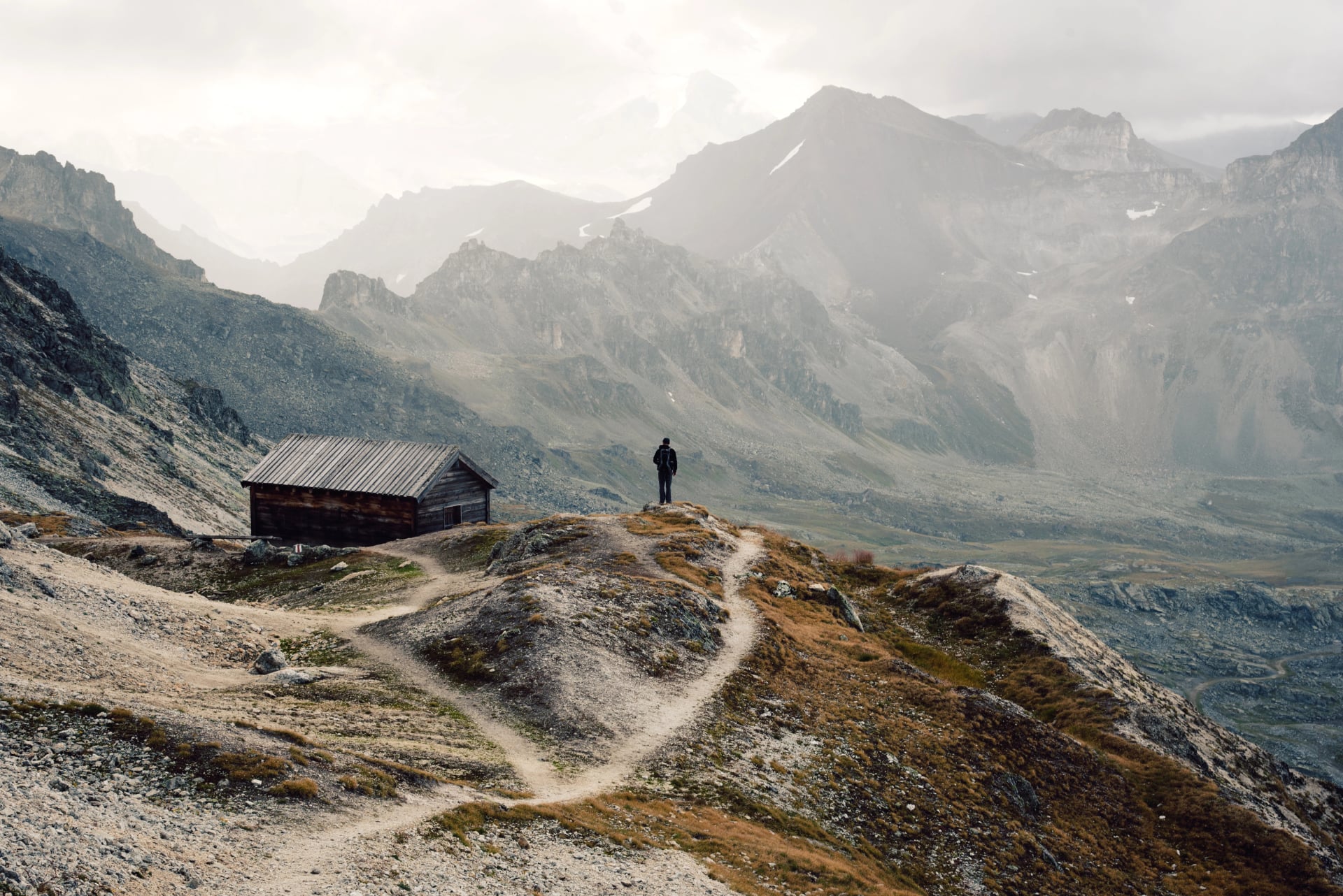 View of beautiful moody landscape in the Alps.