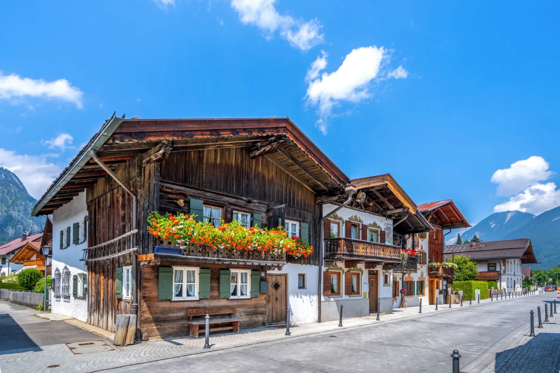 Altes Garmisch Bauernhäuser, Garmisch-Partenkirchen, Bayern, Deutschland