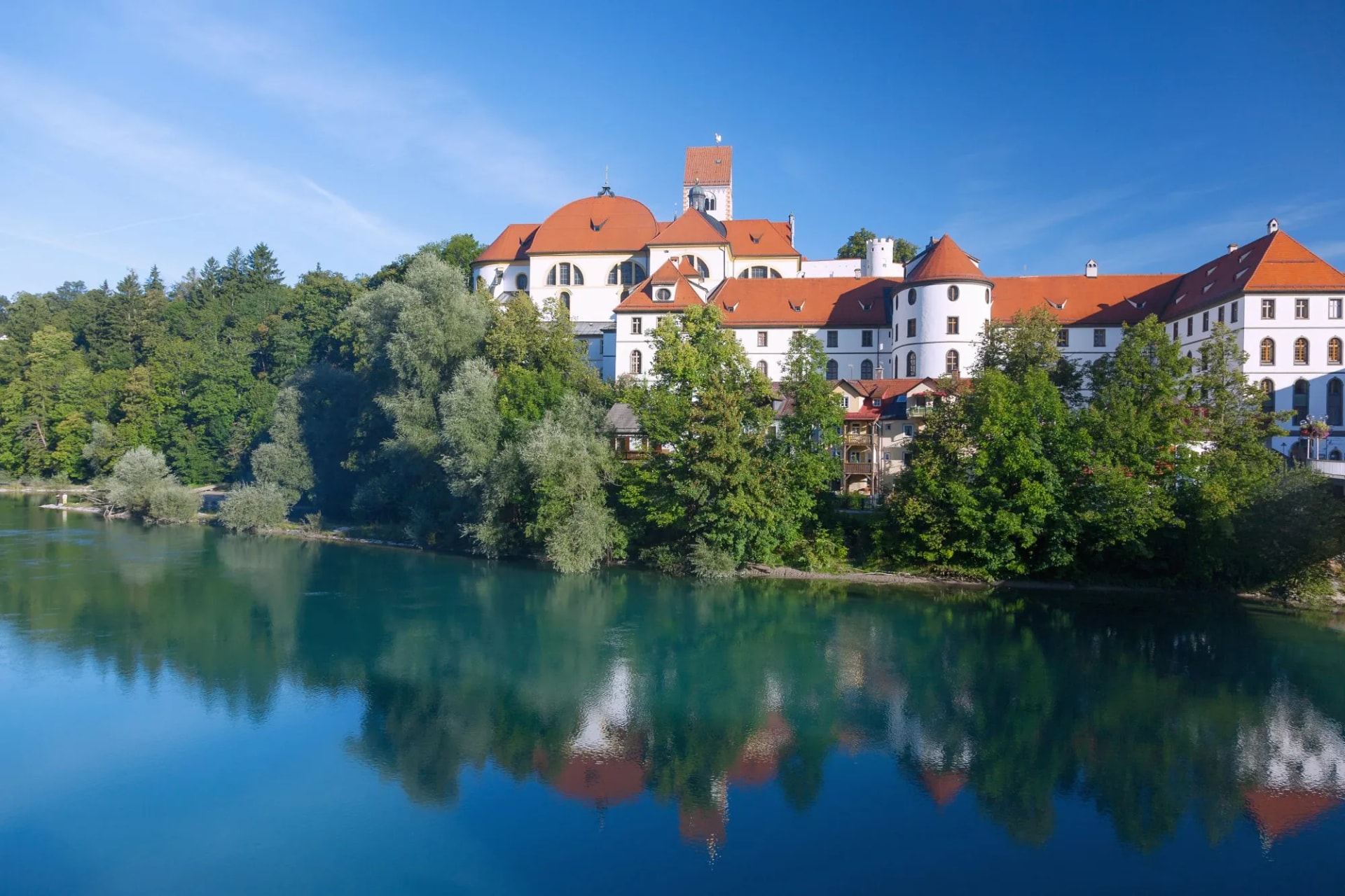 Allgäu, Füssen, Hohes Schloss, Kloster St. Mang, Lech, Blick v