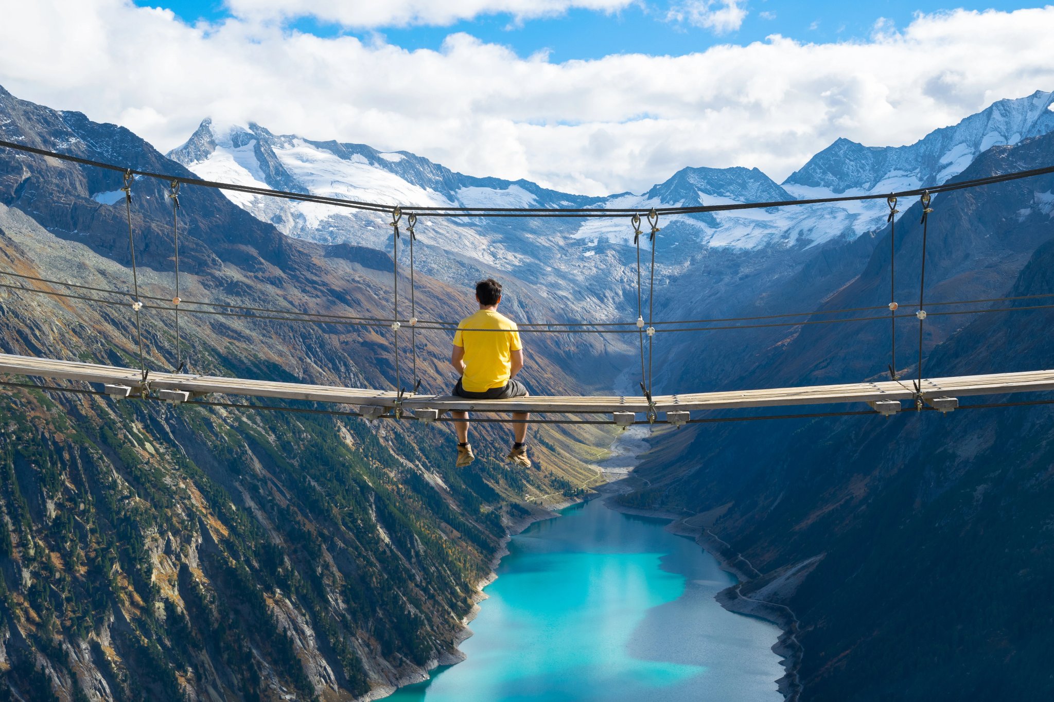 Belle vue du lac Schlegeisspeicher depuis l'Olpererhütte - Zillertal, Tyrol - Autriche