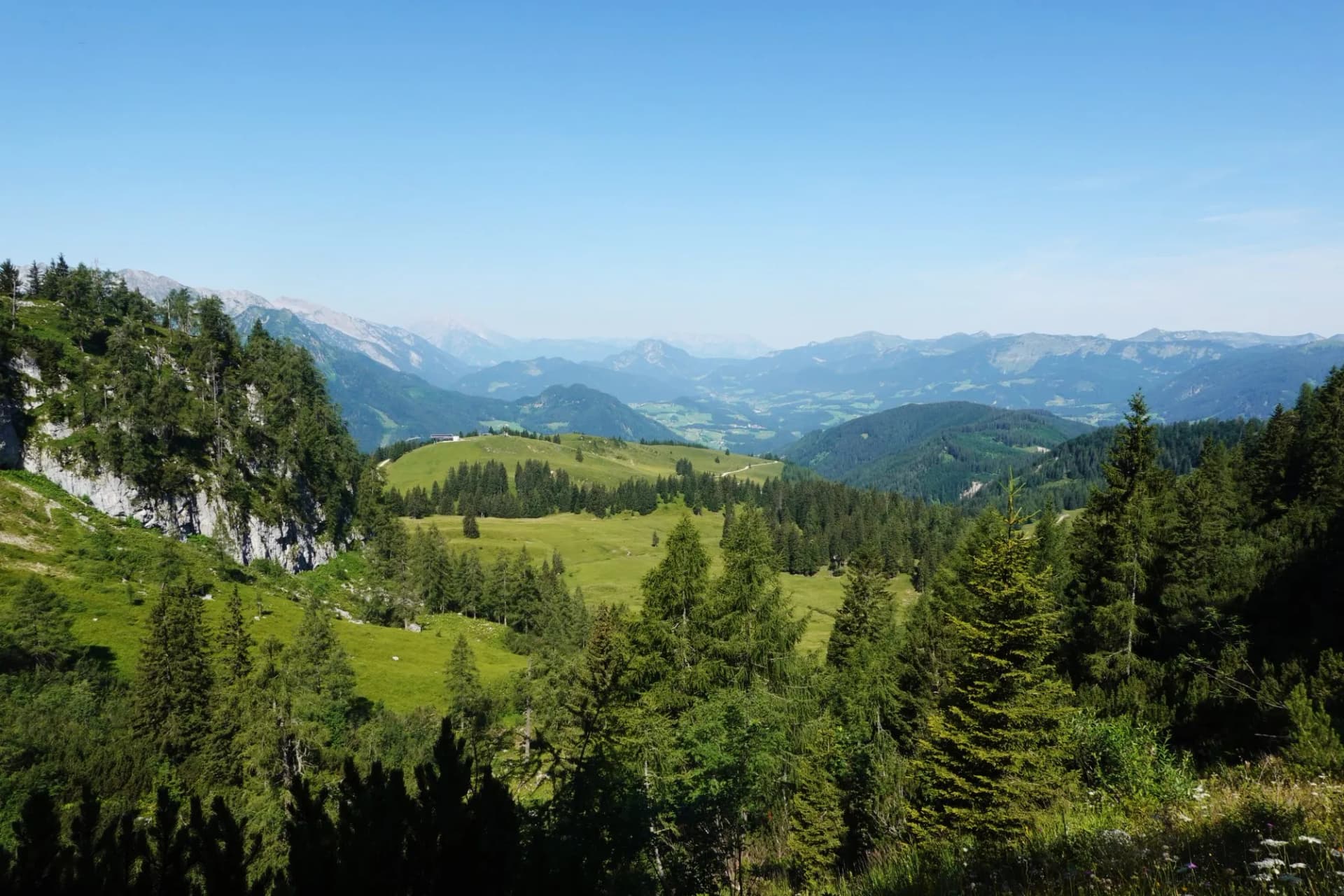 The view from Gablonzer huette to Zwiesel valley, Gosaukamm mountain ridge, Germany